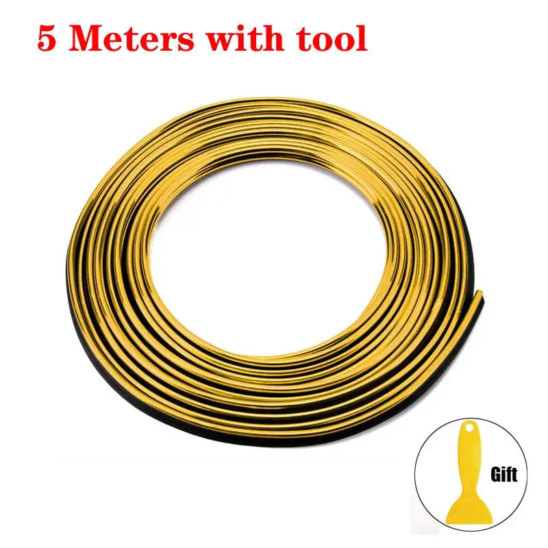 Car moulding decoration flexible strip, 5m coil in gold-yellow for interior auto trim by Simples Market