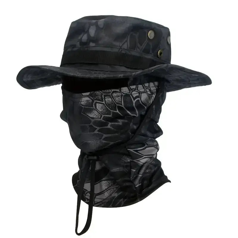 Camouflage Boonie Cap Balaclava Hat Set Foldable Soft Brim Sun Protection For Outdoor Hunting And Fishing