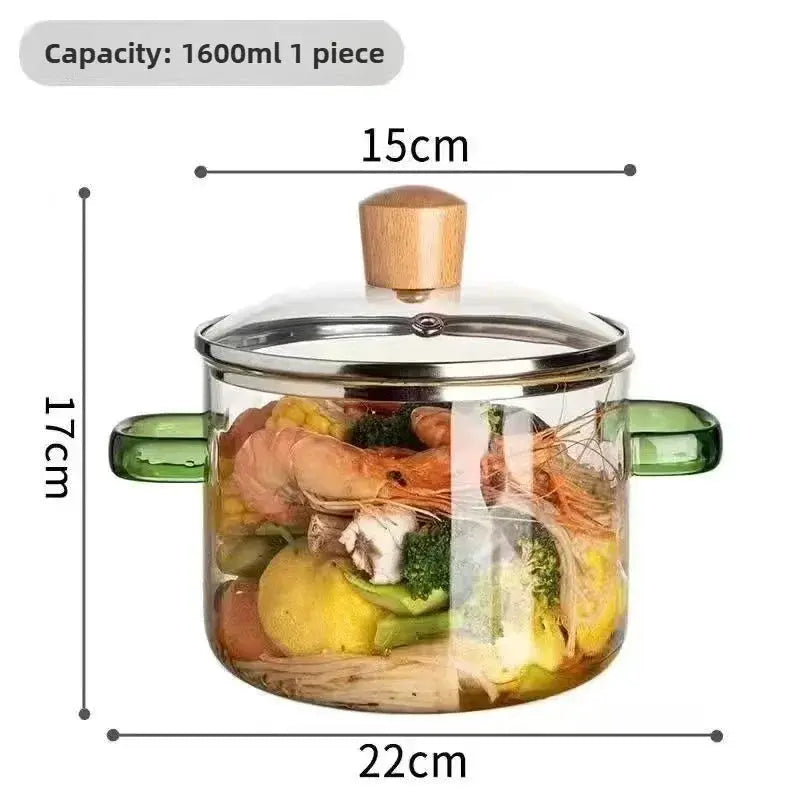 Transparent Glass Soup Pot Large Capacity High Borosilicate Glass Oven Safe Pot For Soups Stews Broths Kitchen Tools