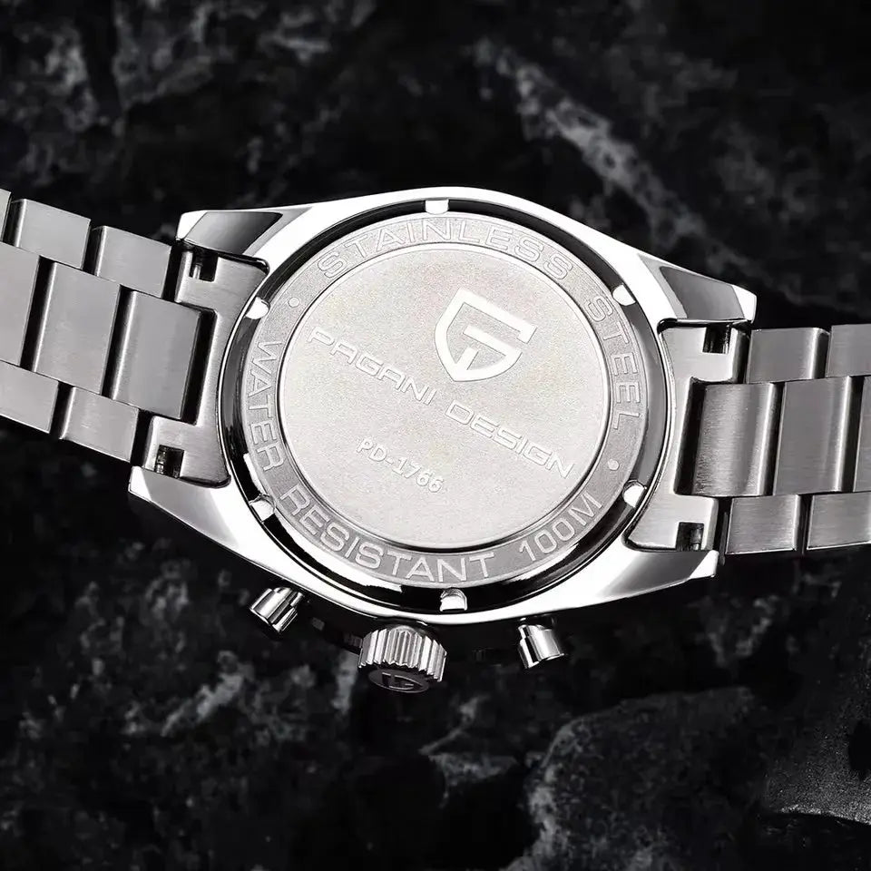 PAGANI DESIGN Retro Luxury Quartz Men's Watch with stainless steel case and bracelet, water resistant 100m