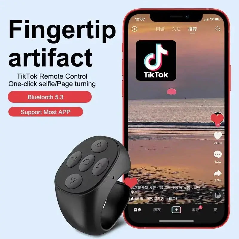 Smart Fingertip Ring Remote Control Wireless Bluetooth Mouse Page Turner For Mobile Selfies And Videos Ebooks Comics