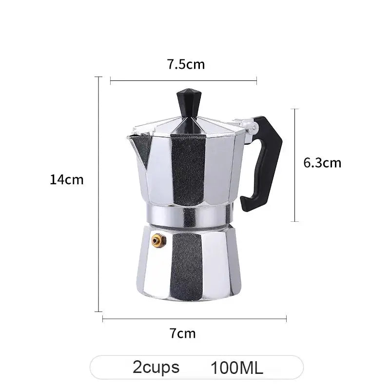 Velare Aluminum Moka Pot Octagonal Italian Espresso Coffee Maker For Home Office Travel Camping