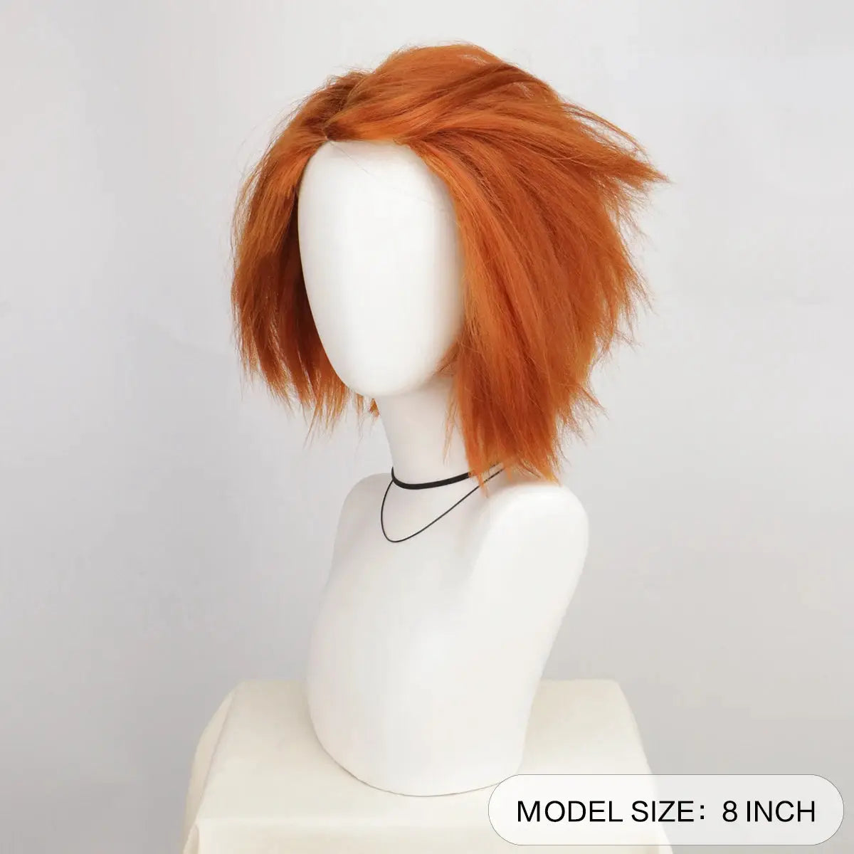 Seed of Chucky orange short cosplay wig, heat-resistant, 8-inch length