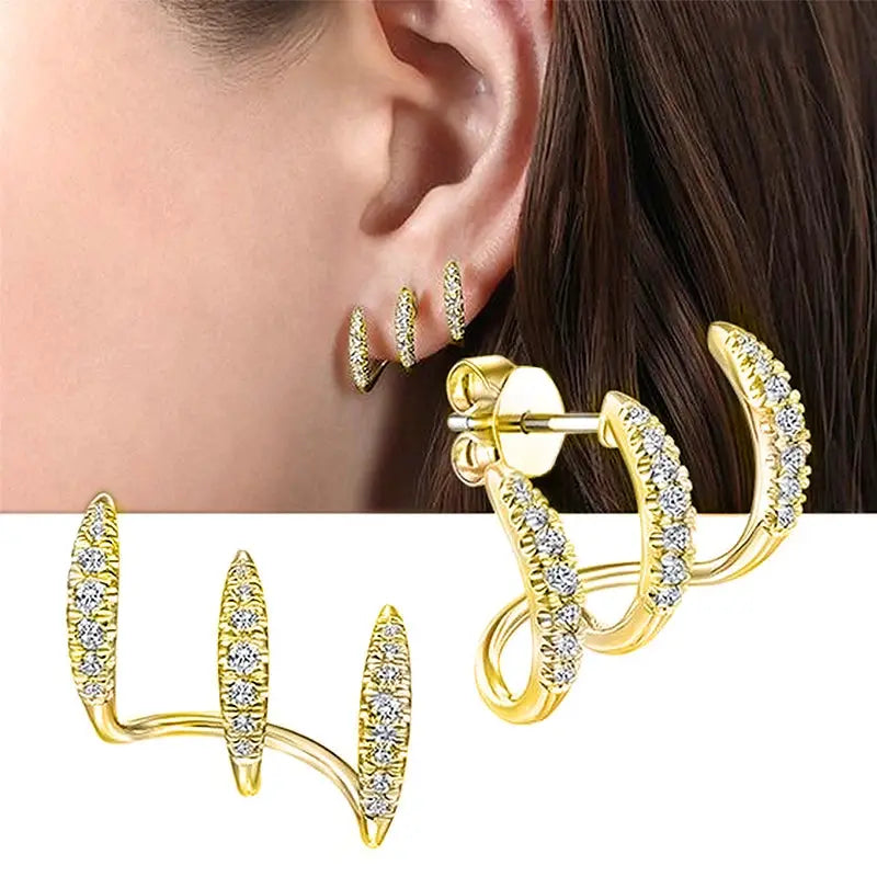 Huitan Silver Claw Stud Earrings With Crystal AAA CZ Stone Modern Design Fashion Accessories For Women 2022 Jewelry