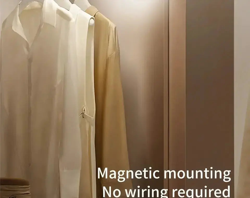 LED motion sensor closet light with magnetic mounting and USB rechargeable