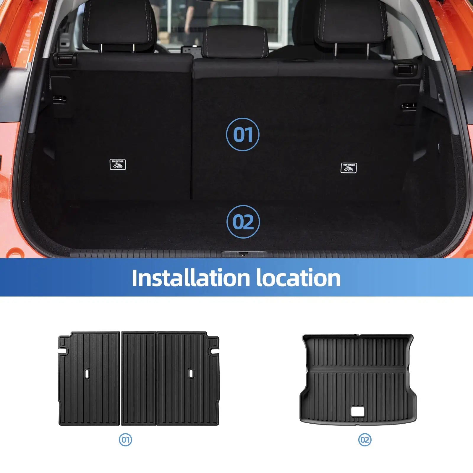 Simples Market LUCKEASY trunk mats for Xpeng G6 (2023–2025), set of 2, black TPE floor mats
