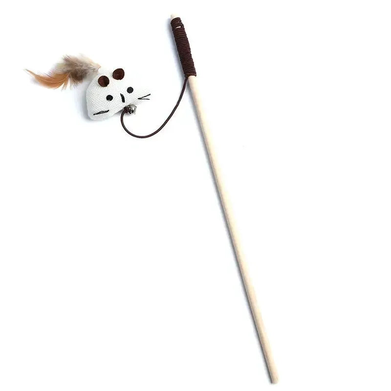 Teaser Feather Cat Wand Toy With Wood Rod Interactive Kitten Toy Colorful Feathers For Exercise And Bonding