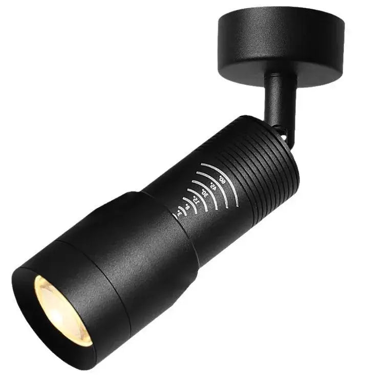 Adjustable LED surface-mounted ceiling Spotlight Simples Market, black, 5°–60° narrow beam, 7W zoomable