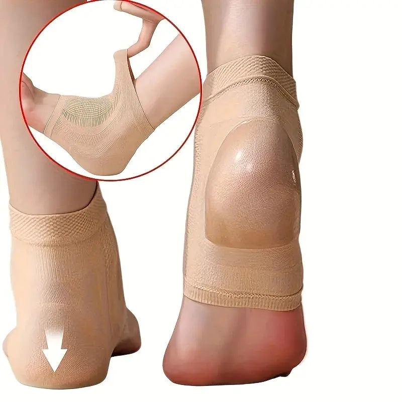 One Pair Upgraded High Elasticity Silicone Ankle Socks With Ankle Protection And Compression Support Brace