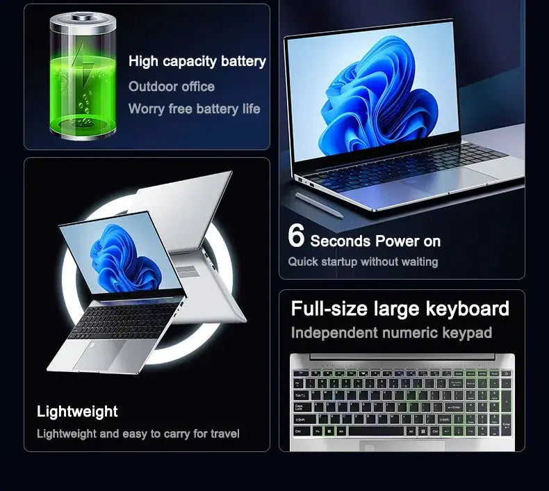 14.1-inch lightweight laptop with full-size keyboard, Windows 11 Pro, 32GB RAM, 2TB storage