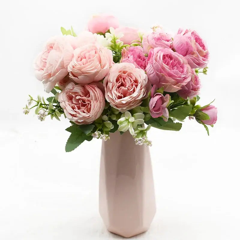 Artificial Peony Bouquet 9 Heads One Bundle for Home Decor Wedding DIY Festival Outdoor Decor Scrapbooking Bonsai Gifts