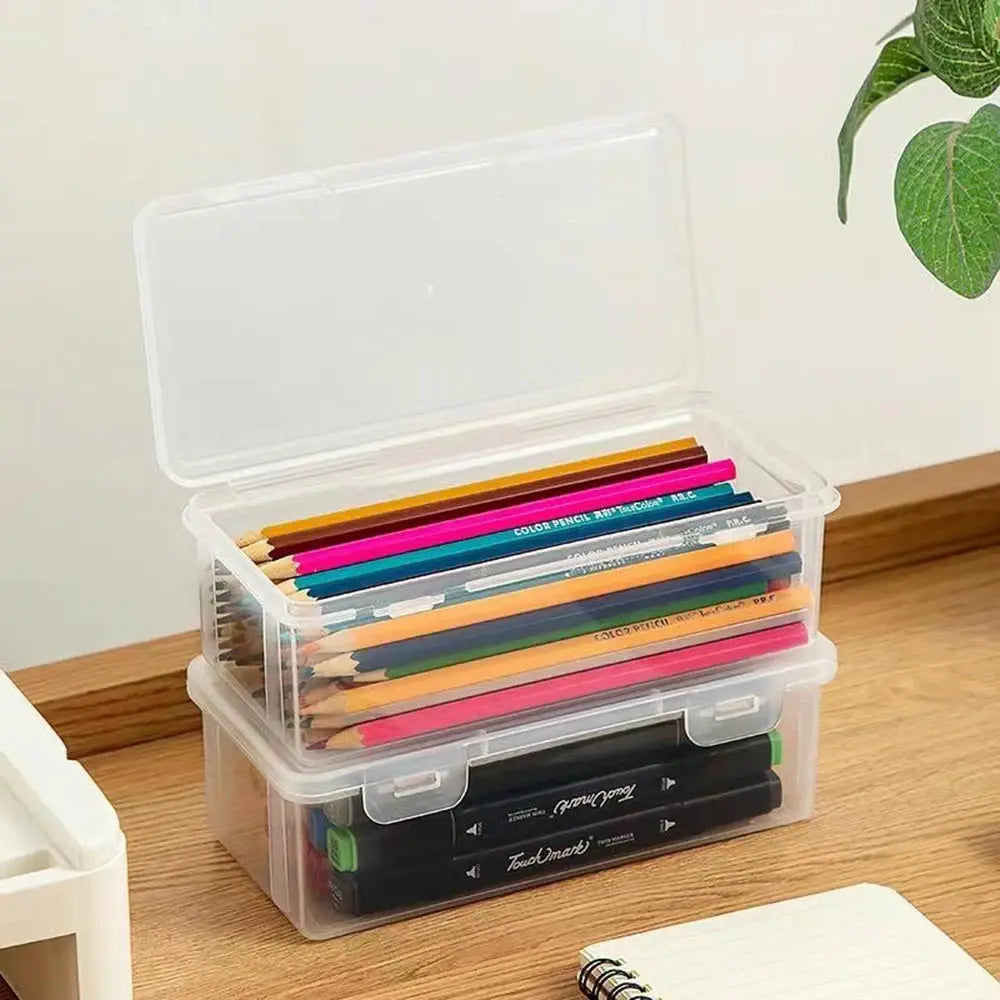 Translucent Pencil Case With Large Capacity Lightweight Storage For School Supplies Organizer Box