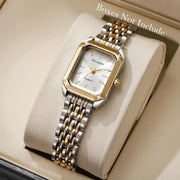 IRLANDY quartz ladies watch with gold-tone bezel and two-tone stainless steel bracelet