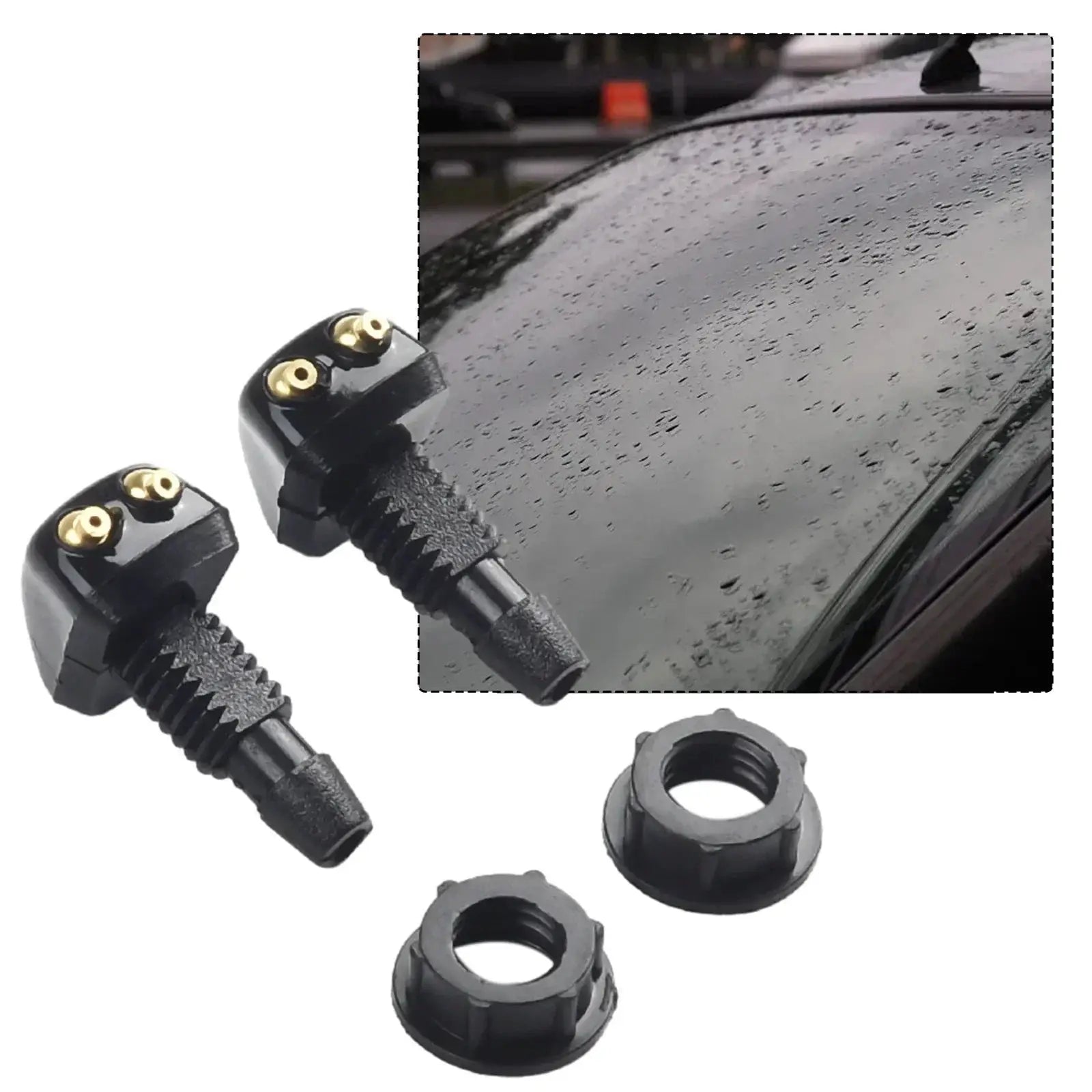 Two Pack Car Windshield Wiper Washer Spray Nozzles Dual Hole Fits Most Car Models Water Spray
