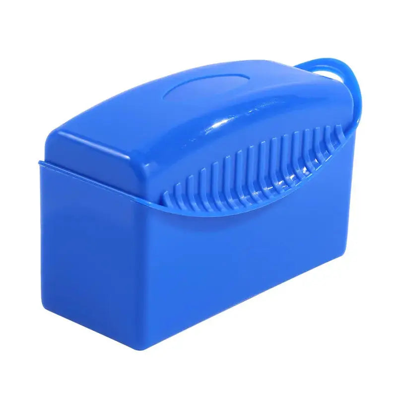 Blue ABS plastic car wheel detailing sponge applicator case with ridged storage slots