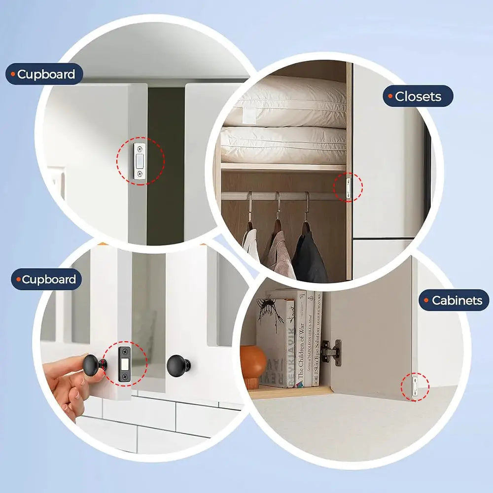 Simples Market ultra-thin magnetic cabinet catches; strong black adhesive magnets for kitchen cabinets and closets