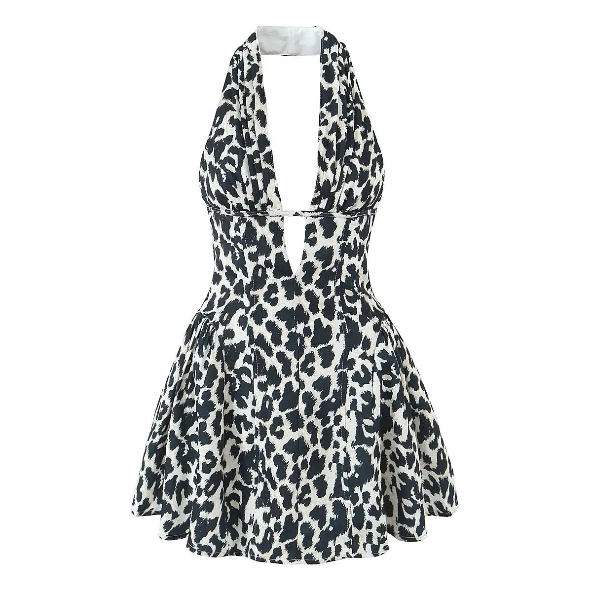 Yenkye French Style Retro Polka Dot Halter Dress Women Backless A Line