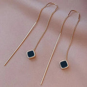 Geometric Square Drop Earrings For Women Korean Fashion Gold Color Long Tassel Dangle Party Jewelry Gift