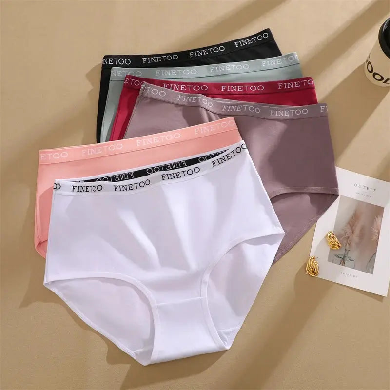 4-pack cotton high-waist seamless panties for women with Finetoo waistband in assorted colors