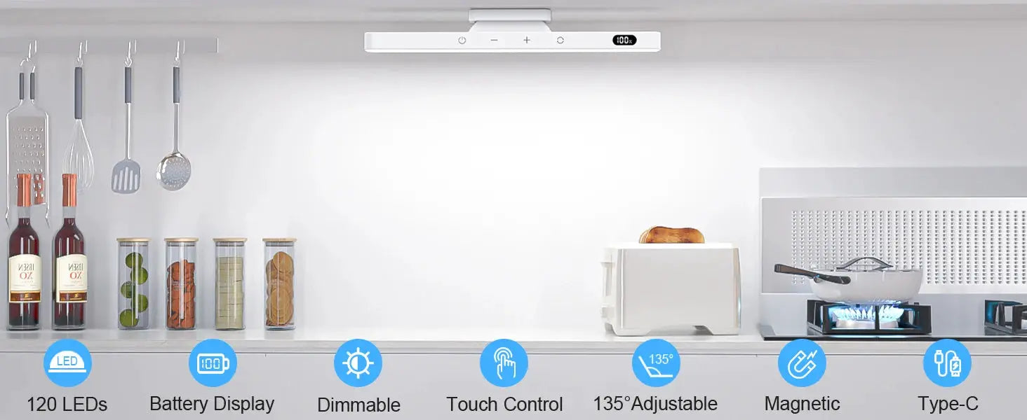 WILLED 5W dimmable white under-cabinet night light with 3 color modes and 2500mAh rechargeable battery