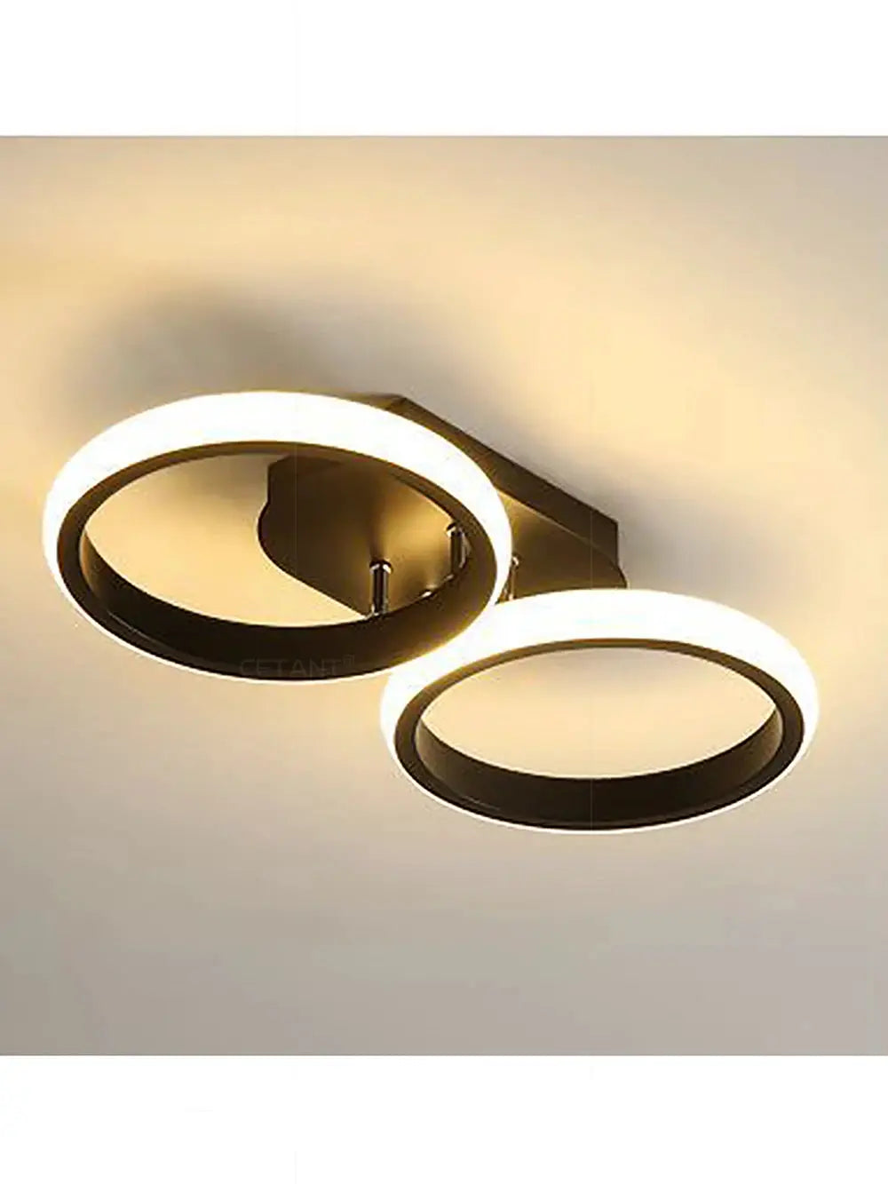 LED ceiling light dual-ring fixture; modern round design with warm white illumination