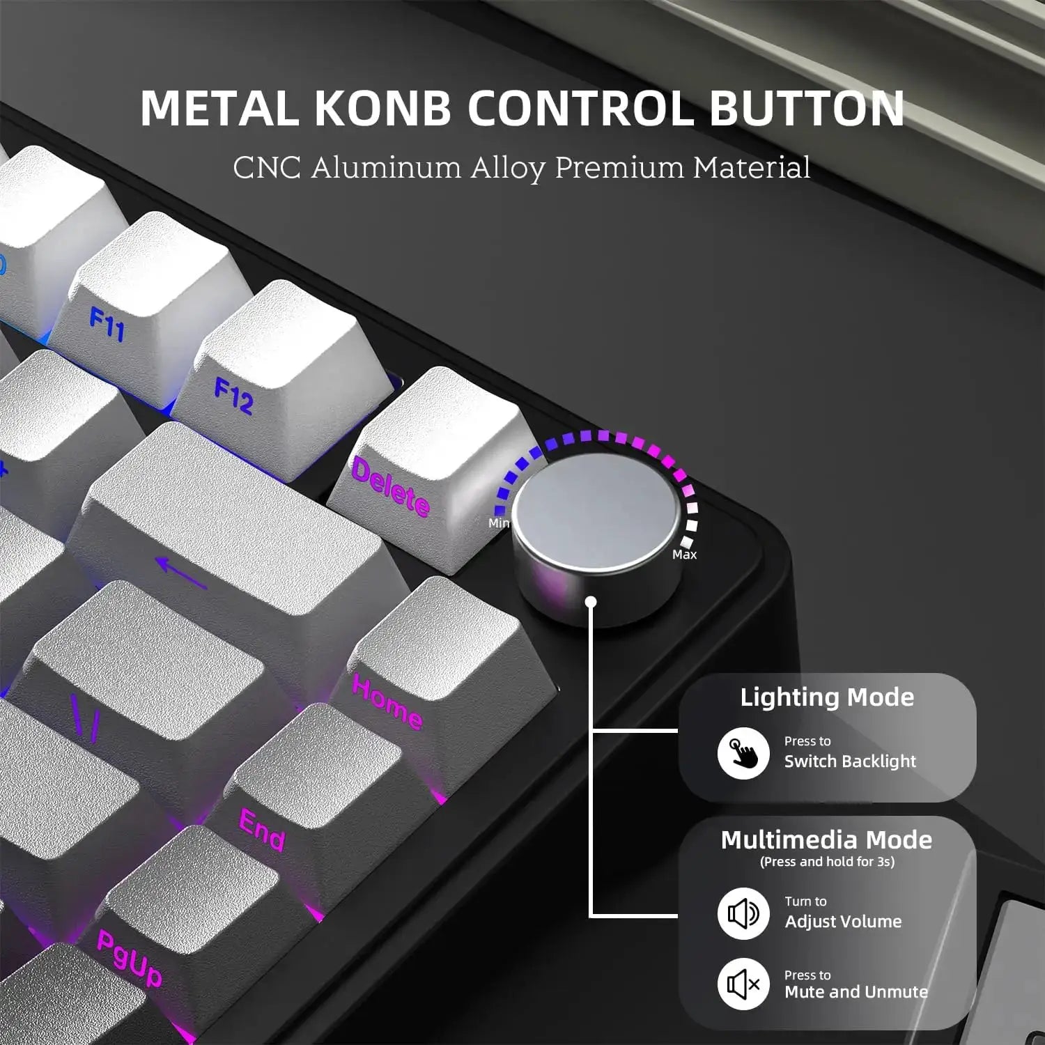 ATTACK SHARK X85 wireless mechanical gaming keyboard, 82-key white-key TKL with gasket, knob, RGB by Simples Market