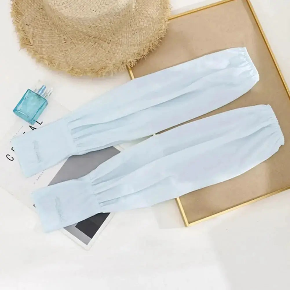 Summer Ice Silk Arm Sleeves for Women UV Protection Long Length Breathable Driving Sun Shield