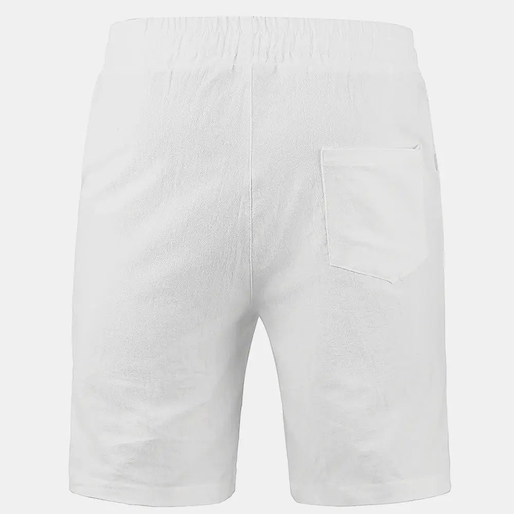 KB New men's cotton linen shorts by Simples Market, white breathable shorts with back pocket