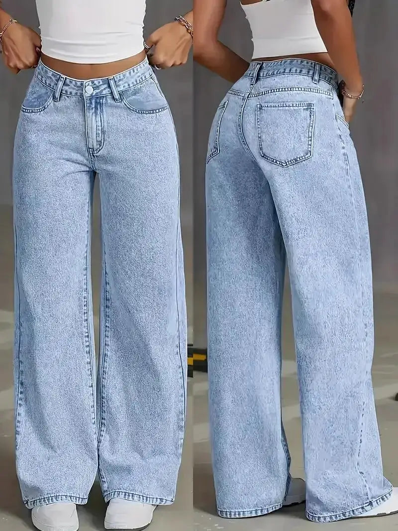 2026 Womens Loose Wide Leg Denim Jeans Baggy Streetwear All Season