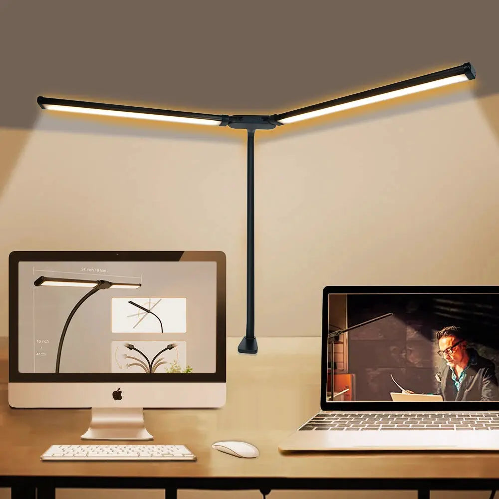 Eye-care LED desk lamp by Simples Market in black metal with 3 color options and 10 brightness levels