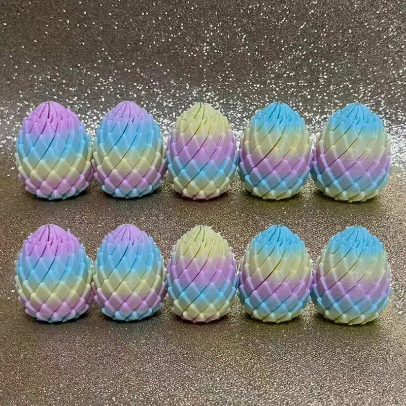 3D-printed dragon egg stress-relief twist toys, pastel gradient colors, set of 10 desk ornaments