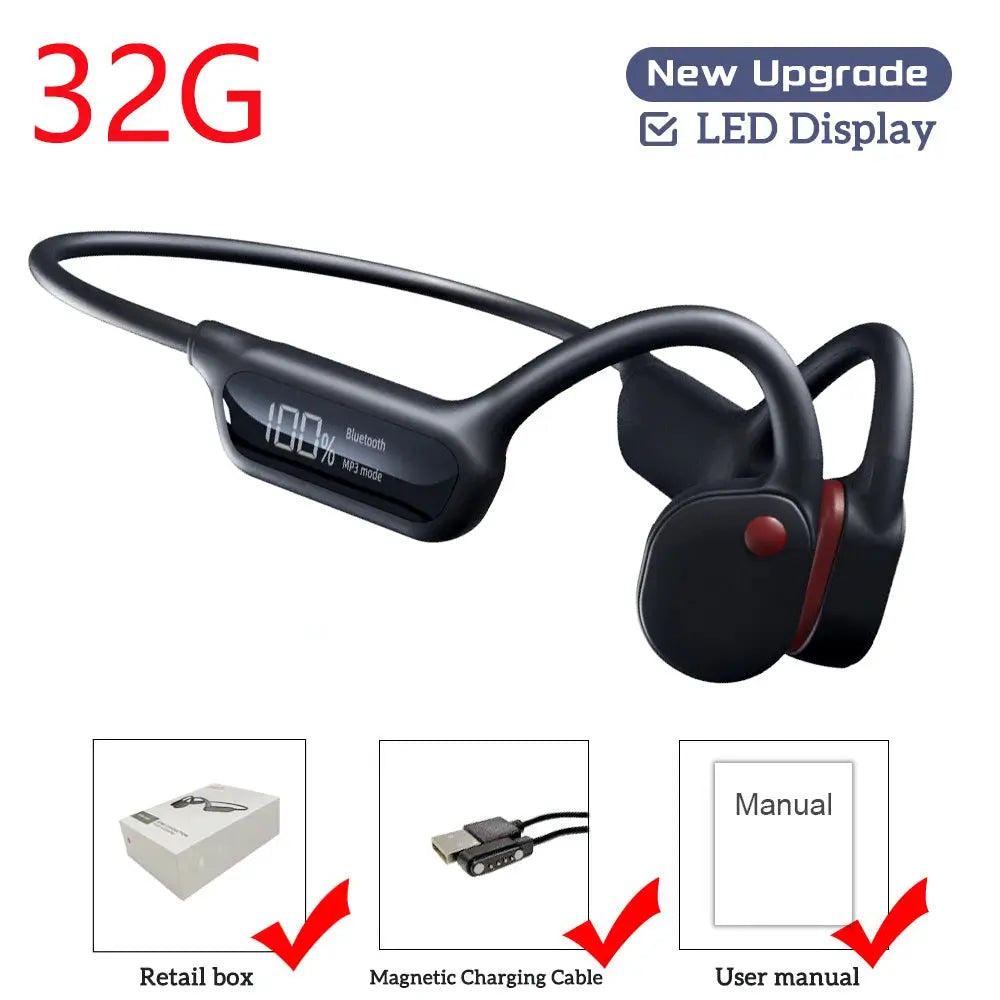 Bone Conduction Earphones IPX8 Waterproof Headset Bluetooth 5.4 Wireless 32GB Storage HiFi Stereo For Swimming