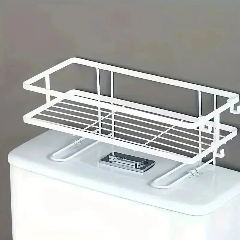 Bathroom over-the-toilet storage shelf by Simples Market in white metal.