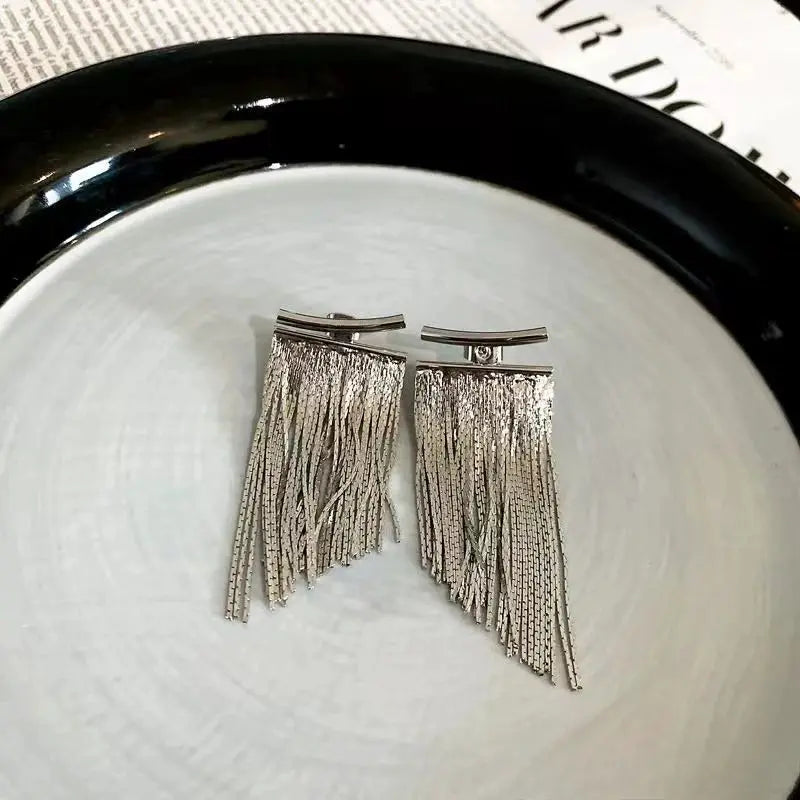 Gold Color Tassel Statement Earrings For Women Long Bling Geometric Vintage Inspired Jewelry Gift