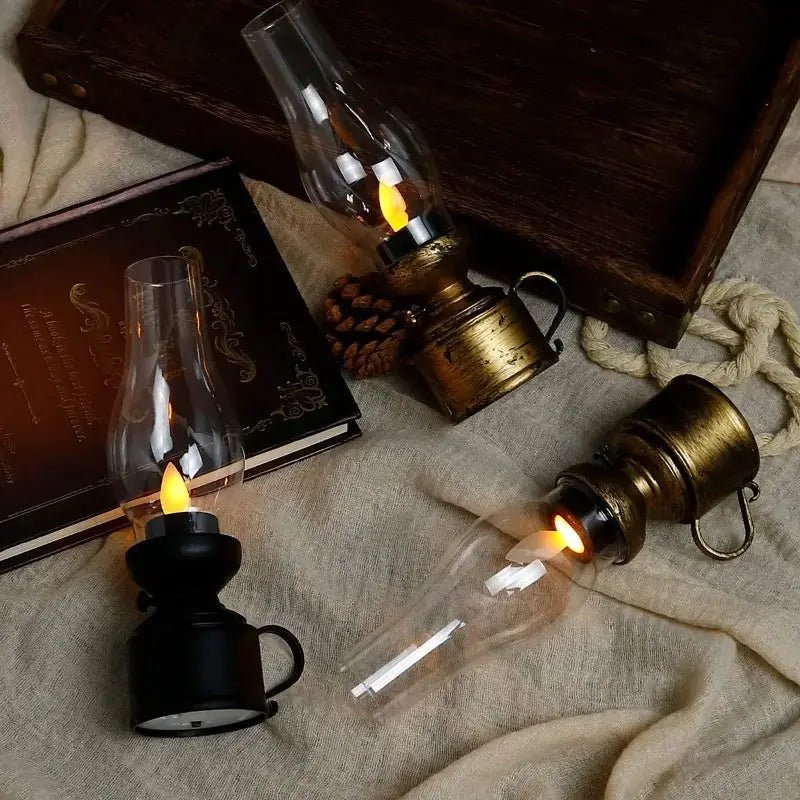 Vintage Retro LED Oil Lamp Lantern Battery Operated Decorative Light for Home Bedroom Living Room Christmas Decor Gifts - Simples Market