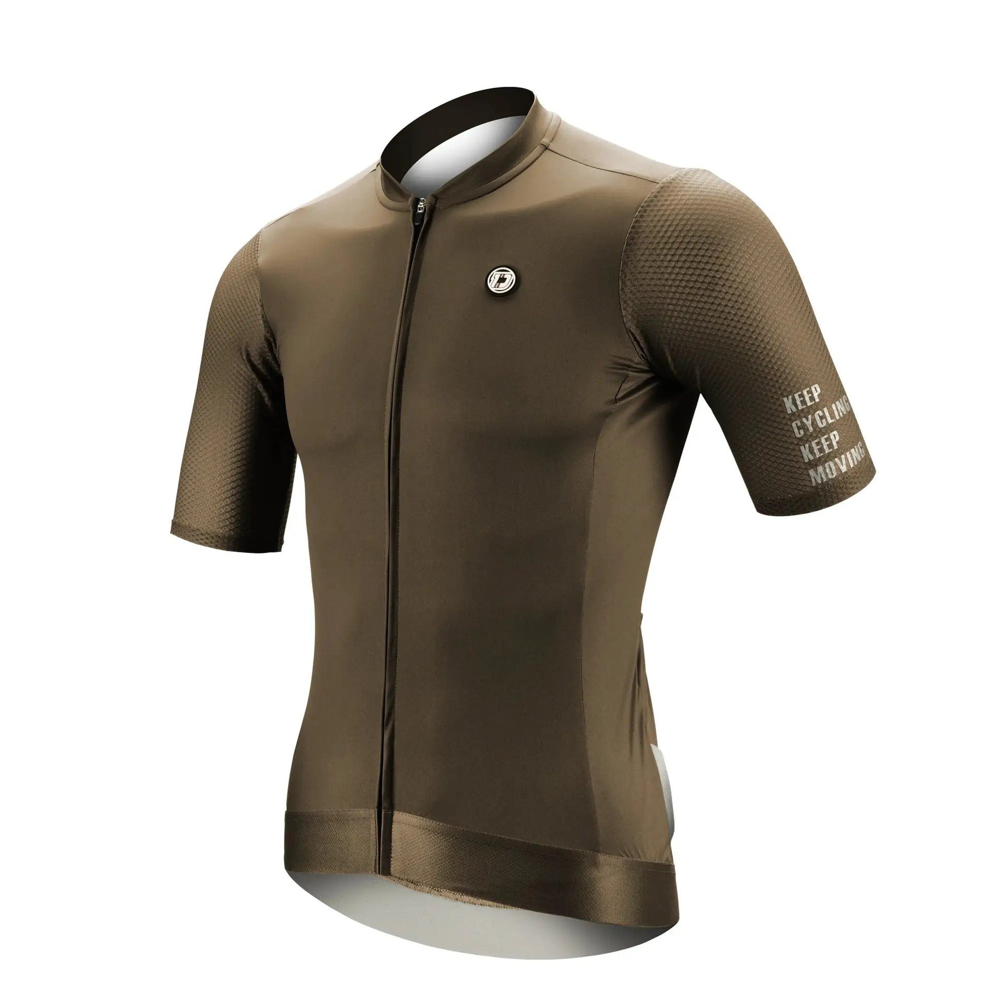 DAREVIE cycling jersey, olive-brown long sleeves, SPF 50+ breathable