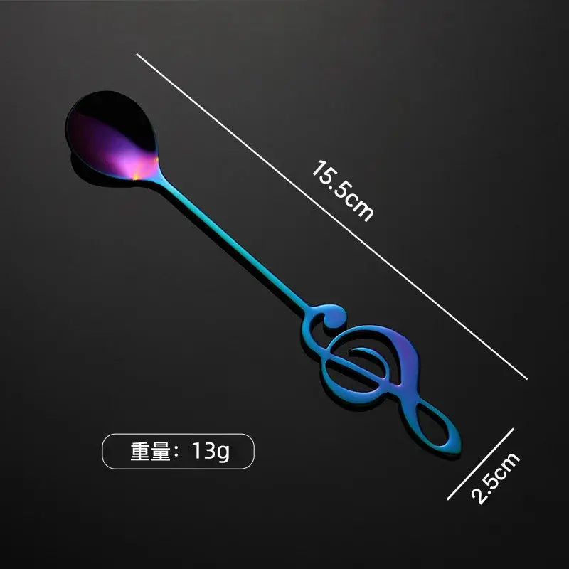 Stainless Steel Musical Note Spoon Coffee Ice Cream Desserts Teaspoon Creative Kitchen Accessory Dining Decor