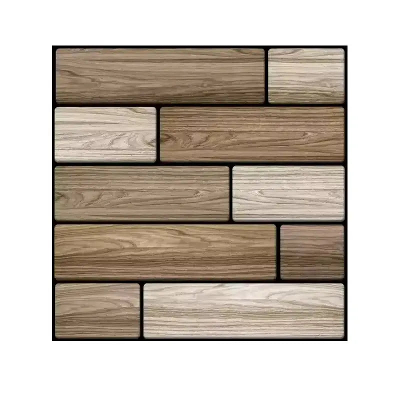 Simples Market woodgrain tile wall stickers set, 5–10pcs, self-adhesive 3D PVC for kitchen and bathroom