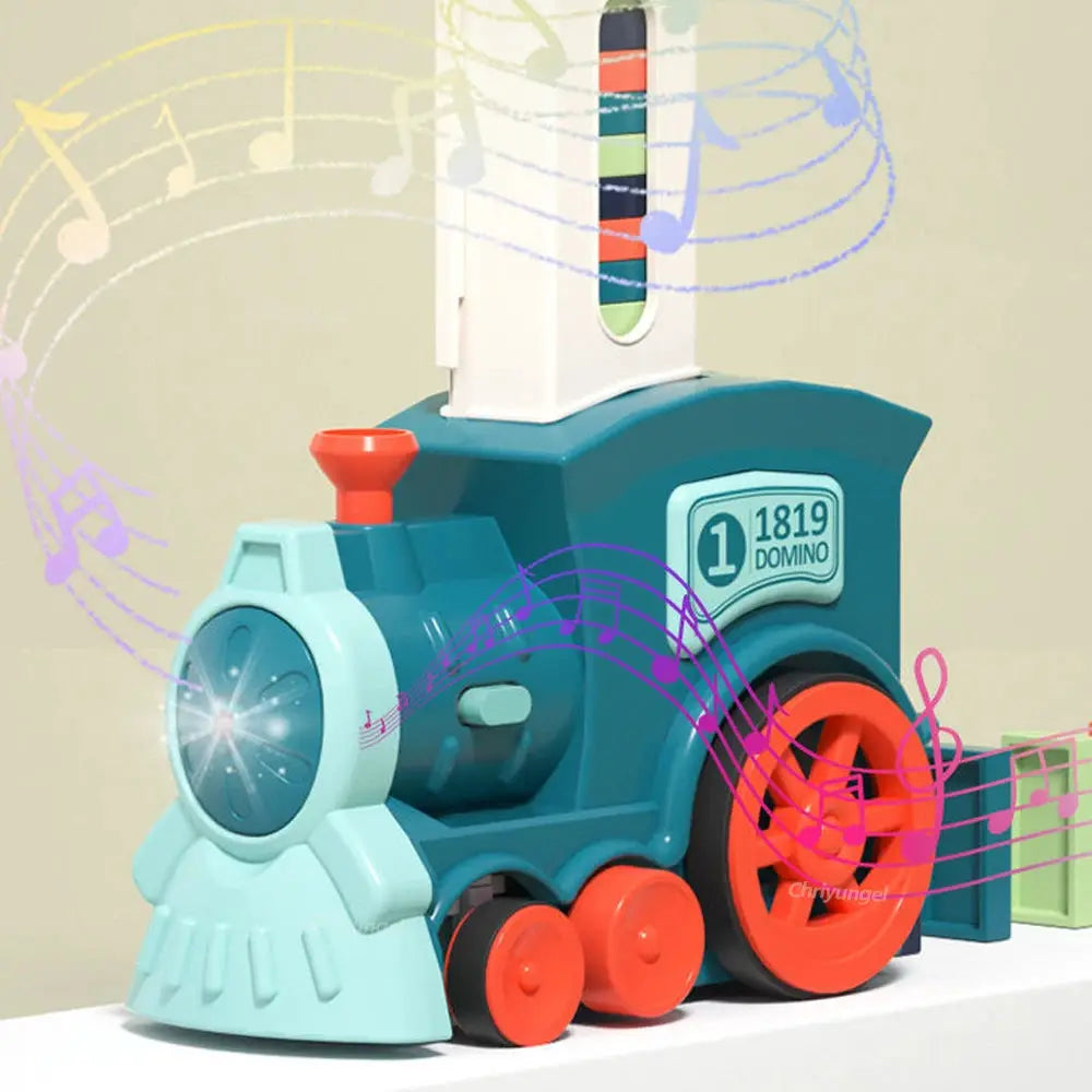 Automatic Domino Train Set for Kids Electric Laying Train Colorful Dominoes Kit Educational Toy Gift