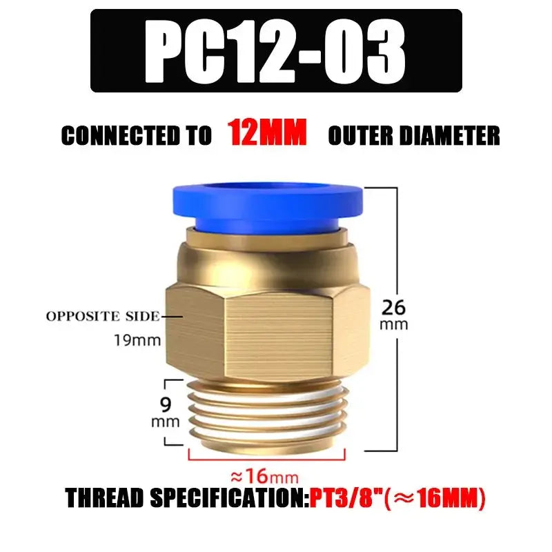 Pneumatic Fitting Air Connector Set PC4 PC6 PC8 PC10 PC12 Quick Connectors For 4 6 8 10 12 Mm Hose Fittings Inch Thread