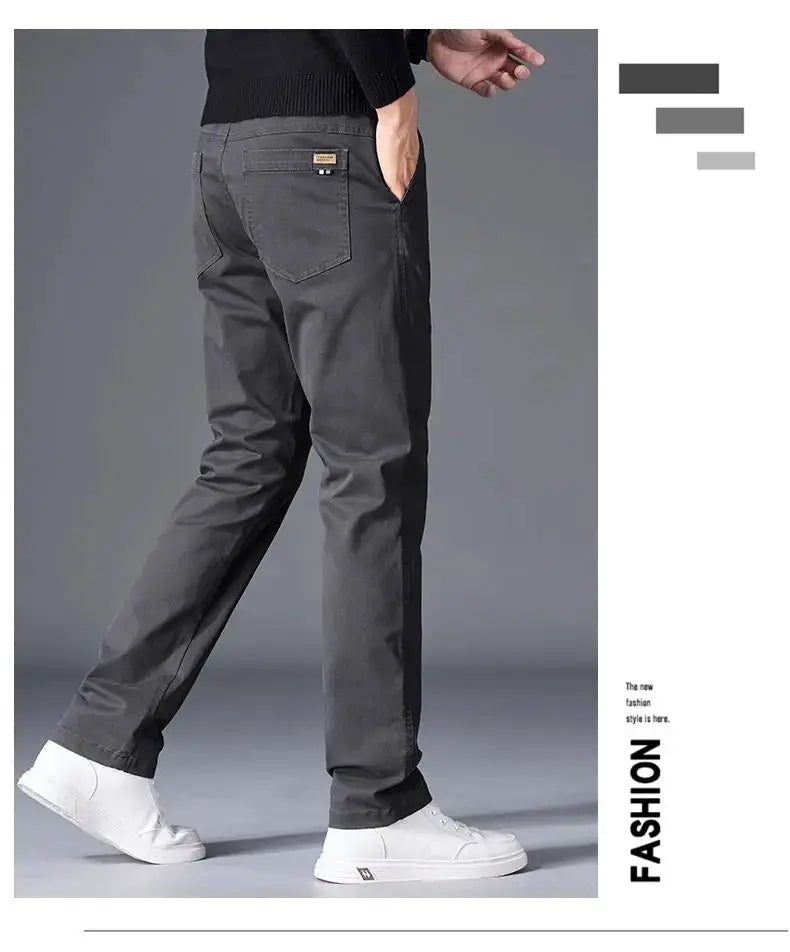 Gray cotton men's straight-leg pants with back pocket from Simples Market