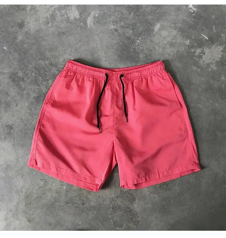 Men's pink swim shorts by Simples Market with a black drawstring, M-5XL