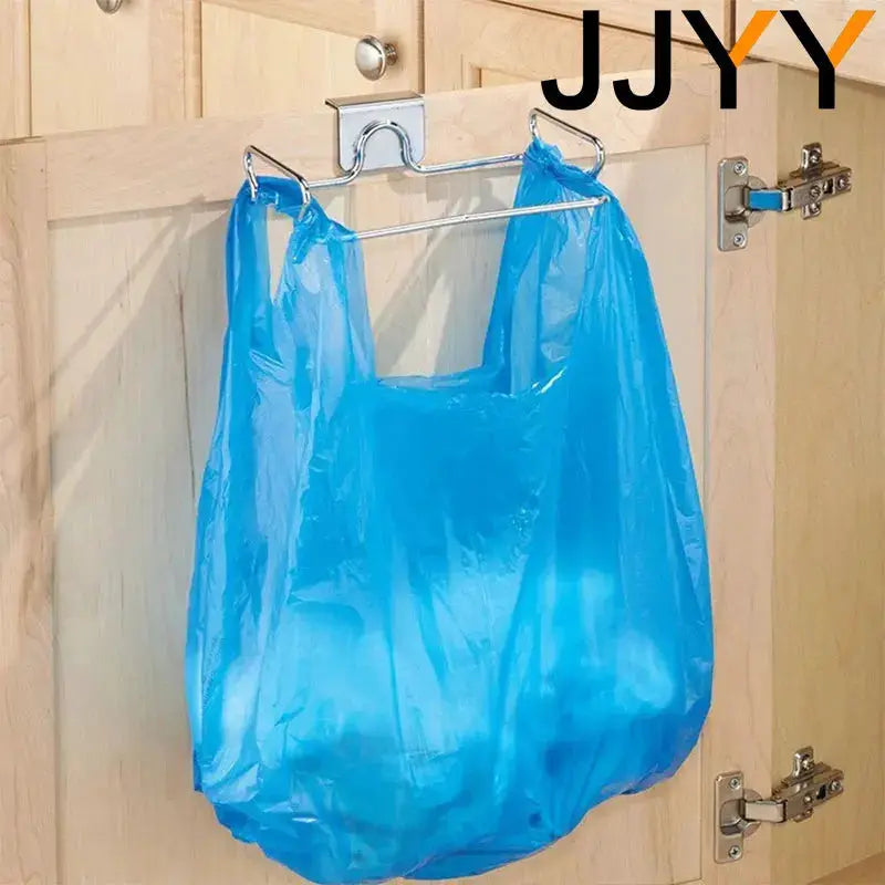 JJYY Kitchen Trash Rack Holder For Cabinet Doors And Closets Stainless Steel Garbage Bag Organizer