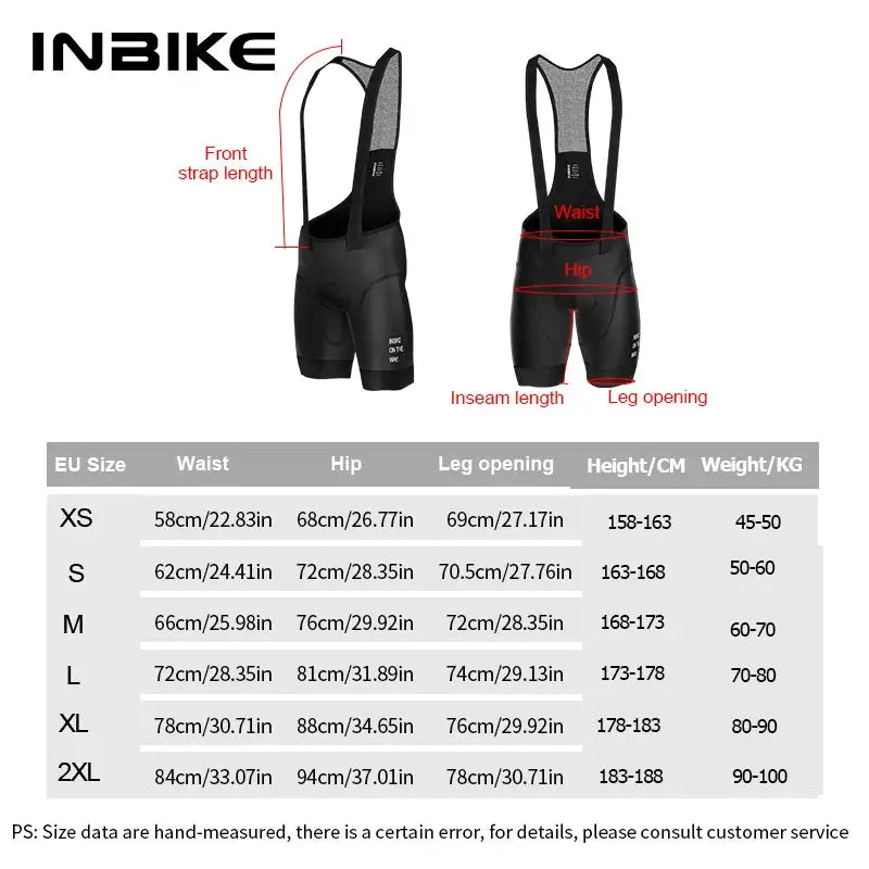 INBIKE men's MTB cycling bib shorts, black with shoulder straps; Simples Market