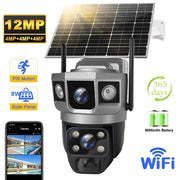 Simples Market V380 Pro 12MP solar WiFi IP camera with dual lenses for outdoor PTZ surveillance