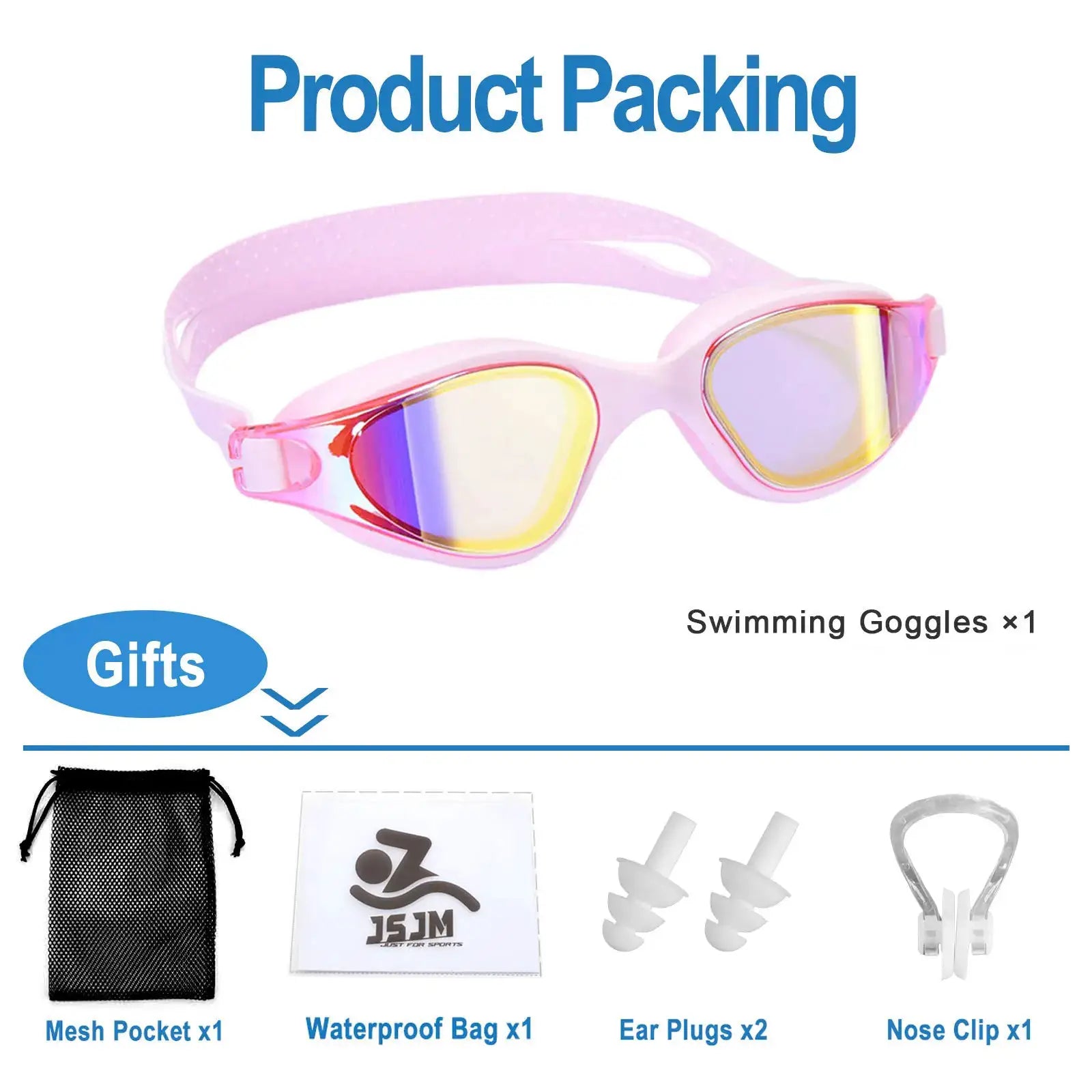 Unisex Adult Swimming Goggles Anti Fog Swim Glasses Adjustable Silicone Strap Waterproof Eyewear
