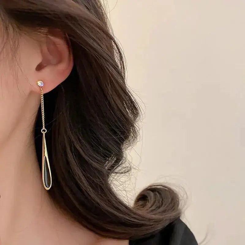 Geometric Square Drop Earrings For Women Korean Fashion Gold Color Long Tassel Dangle Party Jewelry Gift