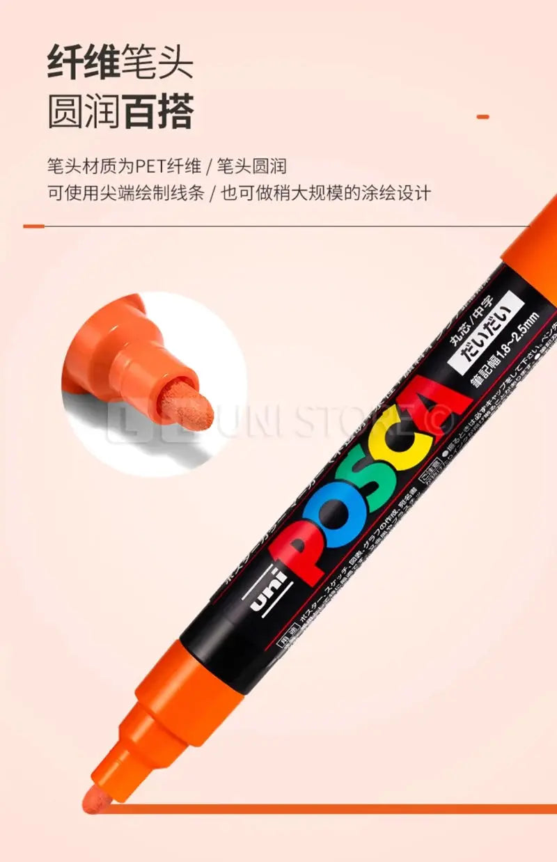 Uni POSCA paint marker pen with orange body and POSCA logo