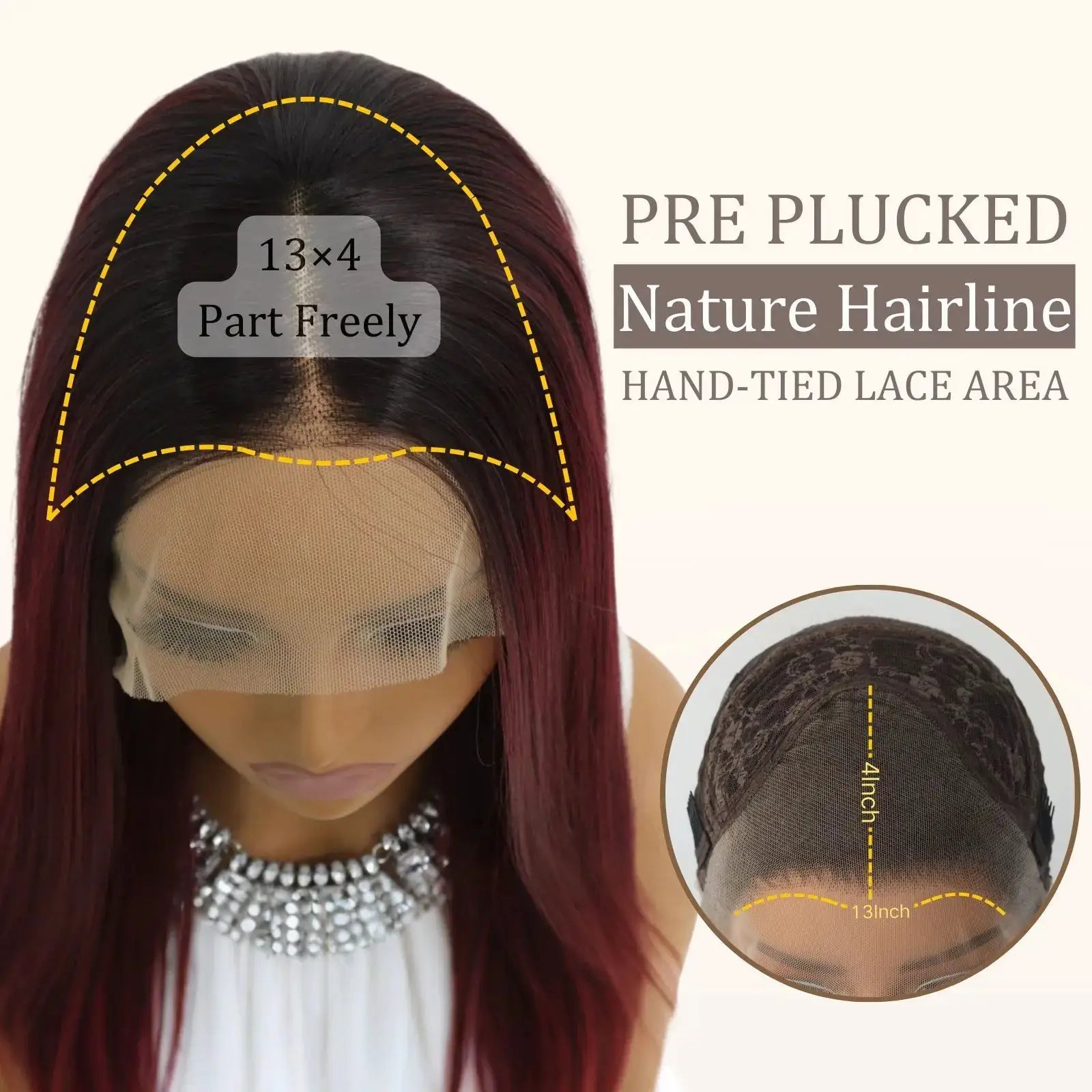 Ombre Burgundy Lace Front Wigs Long Straight 24 Inch 13x4 Synthetic Wine Red For Women
