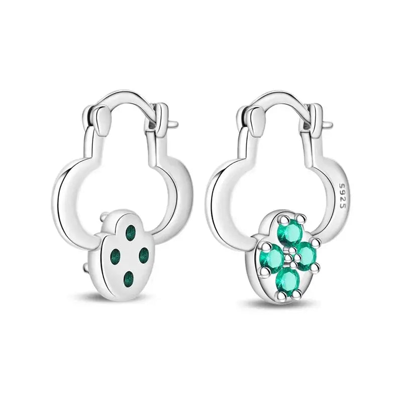 New 925 Sterling Silver Sparkling Zircon Four Leaf Clover Drop Earrings For Women Wedding Engagement Gift